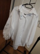 Nowa Biała koszula damska serca ozdoba elegancka