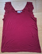 Czerwony top z gipiurową koronką Blue Motion 36/38 S/M