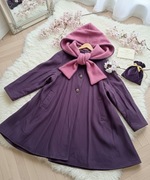 Fioletowy Płaszcz Oversize z Magicznym Kapturem – 2w1