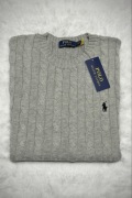 Polo Ralph Lauren sweter vintage cable knit szary basic M unisex