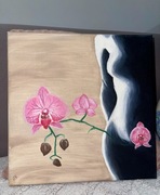 Obraz kobieta ze storczykiem, na ścianę 