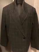 ZARA żakiet marynarka wdzianko narzutka crop z wiskozą oversize duża krata