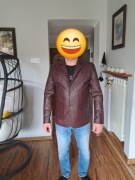 nowa męska skórzana bordowa kurtka, marynarka rozmiar S brak metki