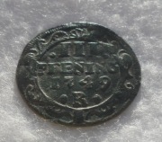 Niemcy Pomorze Hanzeatyckie miasto Rostock 3 fenigi pfenninge 1749 KM# 116