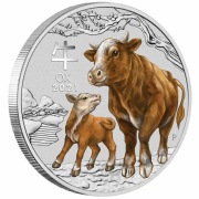 Lunar Rok Wołu Bawoła Ox Kolor 1oz uncja-srebrna moneta 