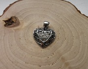 Srebrna zawieszka serce kwiat witraż ażurowa 