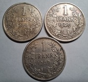 Srebrna moneta Belgia Leopold DER BELGEN 1 Frank 1909 srebro 1szt