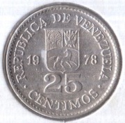 WENEZUELA 25 Céntimos 1978, Y# 50.1, XF 