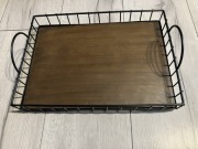 Duża taca tacka metal drewno