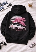 Czarna bluza z kapturem JDM Nissan Skyline GTR | auto + sakura 