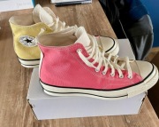 Converse Chuck 70 Hi dwukolorowe żółto-różowe trampki. Rozmiar 42,5