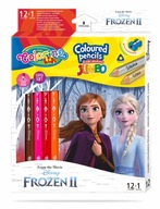 KREDKI OŁÓWKOWE TRÓJKĄTNE JUMBO 12 KOLORÓW + TEMPERÓWKA FROZEN II COLORINO