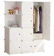 SZAFA GARDEROBA NA UBRANIA MODUŁOWA BIAŁA PÓŁKI DRĄŻEK POJEMNA DUŻA XXL