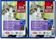 Dein Bestes Pałeczki z mintajem, flądrą i trawą dla kotów, z kwasami omega3