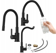 BATERIA KUCHENNA CZARNA ELASTYCZNA WYLEWKA KRAN CZARNY GIĘTKA WYLEWKA GRADO