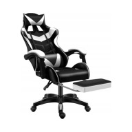 Fotel gamingowy CERLO FOX 2 BIALO-CZARNY skóra sztuczna czarno-biały