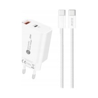 Ładowarka sieciowa A6MaxL 20W USB-A USB-C z kablem USB-C - USB-C 1m - biała