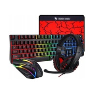 ZESTAW GAMINGOWY T-WOLF RGB KLAWIATURA MYSZ SŁUCHAWKI USB PLUG PLAY LED HIT