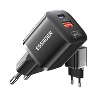 Ładowarka sieciowa Essager USB-C 20W czarna PD QC 2 porty