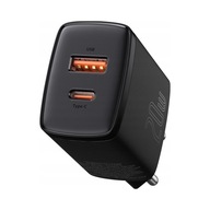 Ładowarka sieciowa Baseus Compact 1x USB-A, 1x USB-C, QC, PD 20W, czarna