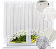 FIRANA KLASYCZNA GOTOWA WOAL BIAŁA GŁADKA Z KORONKĄ DO SALONU 400X150 CM