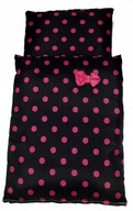 Pościel z poduszką dla lalek MarioToys 30x24 cm czarno-różowa