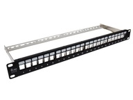 Patchpanel 1U 19 24xRJ45 pusty z półką czarny