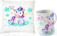 Комплект чашку + подушка unicorn jednorożec + имя фото, цена