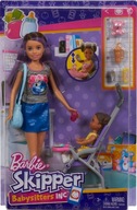 Lalka Barbie opiekunka Bobas z wózkiem FJB00