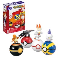 MEGA POKEMON KLOCKI 105el ZESTAW DRUŻYNA TYPU OGNISTEGO 4 figurki +Pokeball