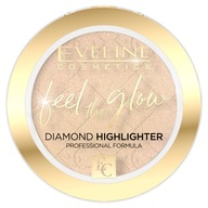 Pojedynczy rozświetlacz prasowany Eveline Cosmetics Feel The Glow złoty 01 Sparkle 4,2 g