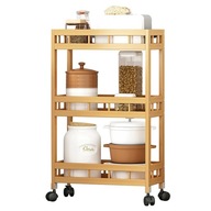Regał kuchenny bambusowy, wózek łazienkowy, 3 półki, Na kółkach, Organizer