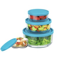 ÜVEG TARTÁLYOK FEDÉLLEL MOSOGATÓGÉP TÁLAK uzsonnás doboz 4 db KEREK