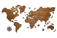 Drewniana szczegółowa mapa świata 120x60 4kolory