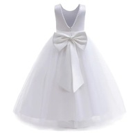 Sukienka pokomunijna na wesele dla dziewczynki biała długa maxi 146 / 152