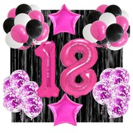 Sada balónov k 18. narodeninám PINK BLACK r2