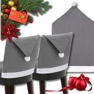 5x POKROWIEC DEKORACYJNY NA KRZESŁO SZARY ŚWIĘTA CZAPKA MIKOŁAJA ŚWIĄTECZNY