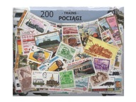 Pakiet 200 znaczków pocztowych - POCIĄGI