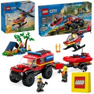 LEGO City Wóz Strażacki z Łodzią 60412 + LEGO Helikopter 60411 + Torba LEGO