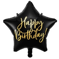 Balon foliowy PartyDeco Happy Birthday 40cm czarny