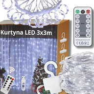 KURTYNA ŚWIETLNA LAMPKI ŚWIĄTECZNE 3x3M 300 LED CHOINKOWE GIRLANDA NA OKNO
