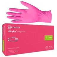 Rękawiczki Rękawice Nitrylowe Ochronne Kolorowe Różowe MAGENTA 100 sztuk S
