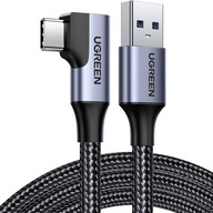 Kabel, przewód kątowy Ugreen USB-A do USB-C przewód z oplotem 100 cm, 5Gb/s