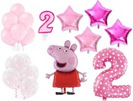 Zestaw balonów 2 urodziny Świnka Peppa różowy