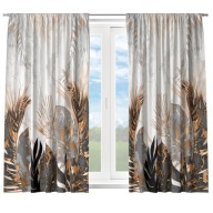 HOTOVÉ KRÁTKÉ ZÁCLONY NA ŽABKY S ŘASÍCÍ PÁSKOU 140X160 ZÁVĚS DO KUCHYNĚ LISTY 096