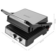 Kontaktowy, składany, tradycyjny grill elektryczny MalTec SM4500W srebrny/szary 2500 W