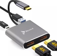 HUB USB-C Adapter Dual 2x HDMI 4K USB MacBook PD