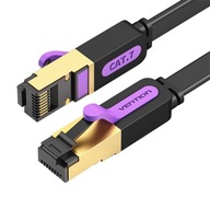 VENTION PŁASKI KABEL PRZEWÓD SIECIOWY ETHERNET RJ45 KAT.7 10 GBPS CZARNY 8M