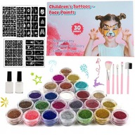 Farby Do Malowania Twarzy Tatuaze Zmywalne Dla Dzieci Szablony Zestaw XXXL