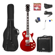 Gitara elektryczna GigKit w stylu LP ciemnoczerwona+ wzmacniacz+ dodatki